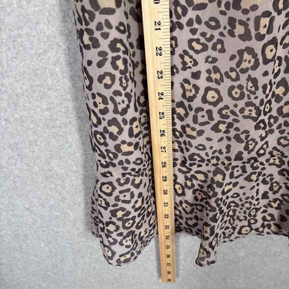 LOFT Dress XS Tiered Leopard Ruffle Hem Animal Print Preppy Twee Neutral Resort - Picture 4 of 12